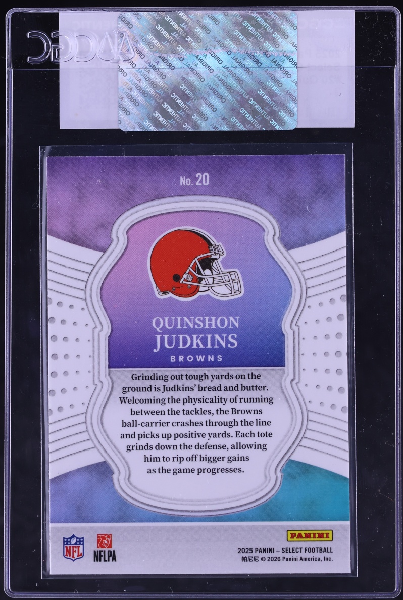 2025 Select Certified Quinshon Judkins ROOKIE #20 CGC AUTH