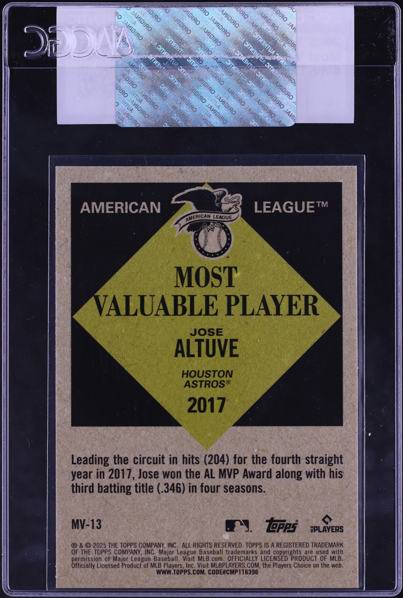 2025 Topps Update Most Valuable Player Jose Altuve #MV-13 CGC AUTH