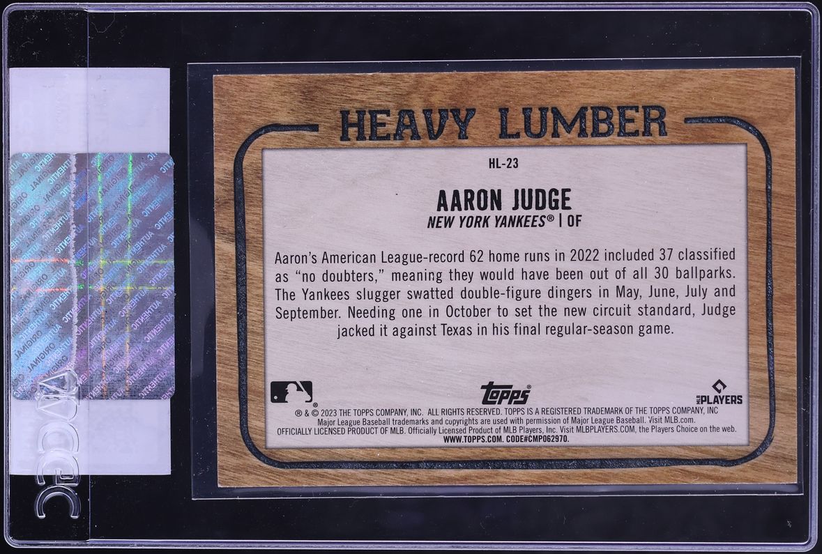 2023 Topps Heavy Lumber Aaron Judge #HL-23 CGC AUTH