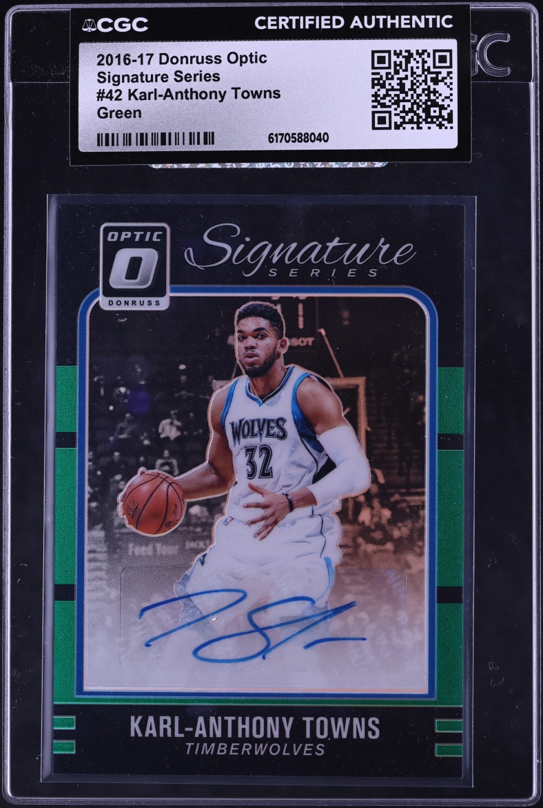2016 Donruss Optic Signature Series Green Karl-Anthony Towns AUTO /5 #42 CGC AUTH