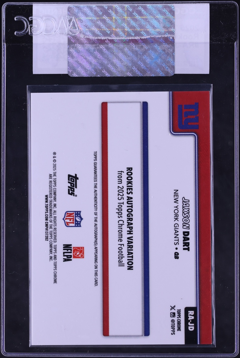 2025 Topps Chrome Jaxson Dart ROOKIE AUTO #RA-JD CGC AUTH