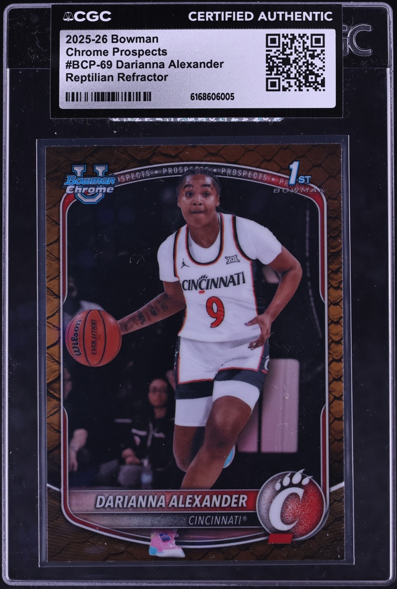2025 Bowman Chrome Prospects Reptilian Refractor Darianna Alexander ROOKIE #BCP-69 CGC AUTH