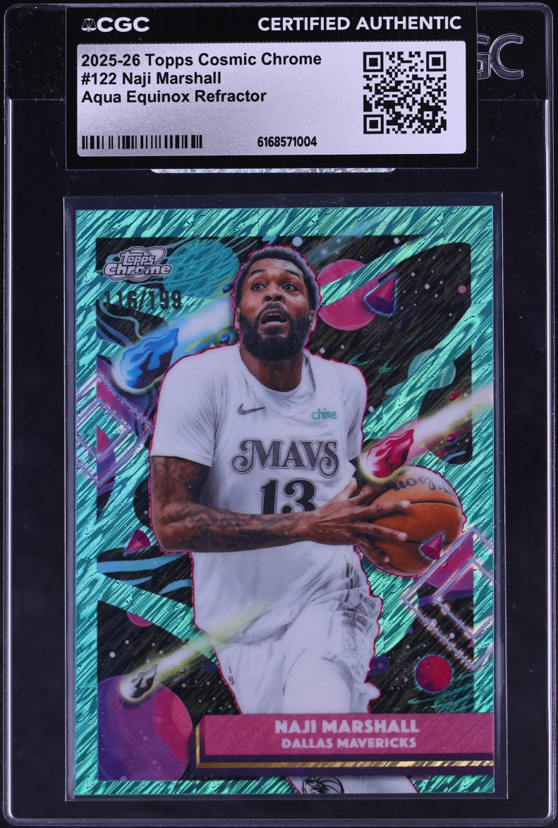 2025 Topps Chrome Cosmic Aqua Equinox Refractor Naji Marshall /199 #122 CGC AUTH