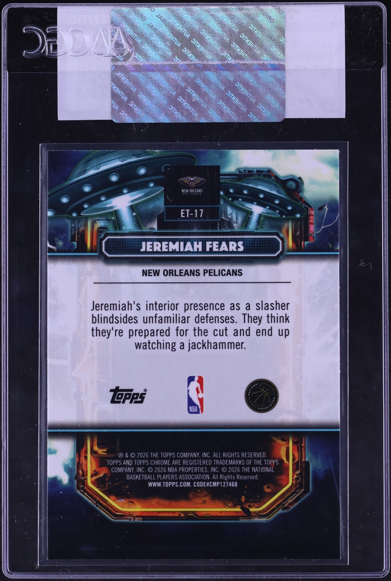 2025 Topps Chrome Cosmic Extraterrestrial Talent Jeremiah Fears ROOKIE #ET-17 CGC AUTH