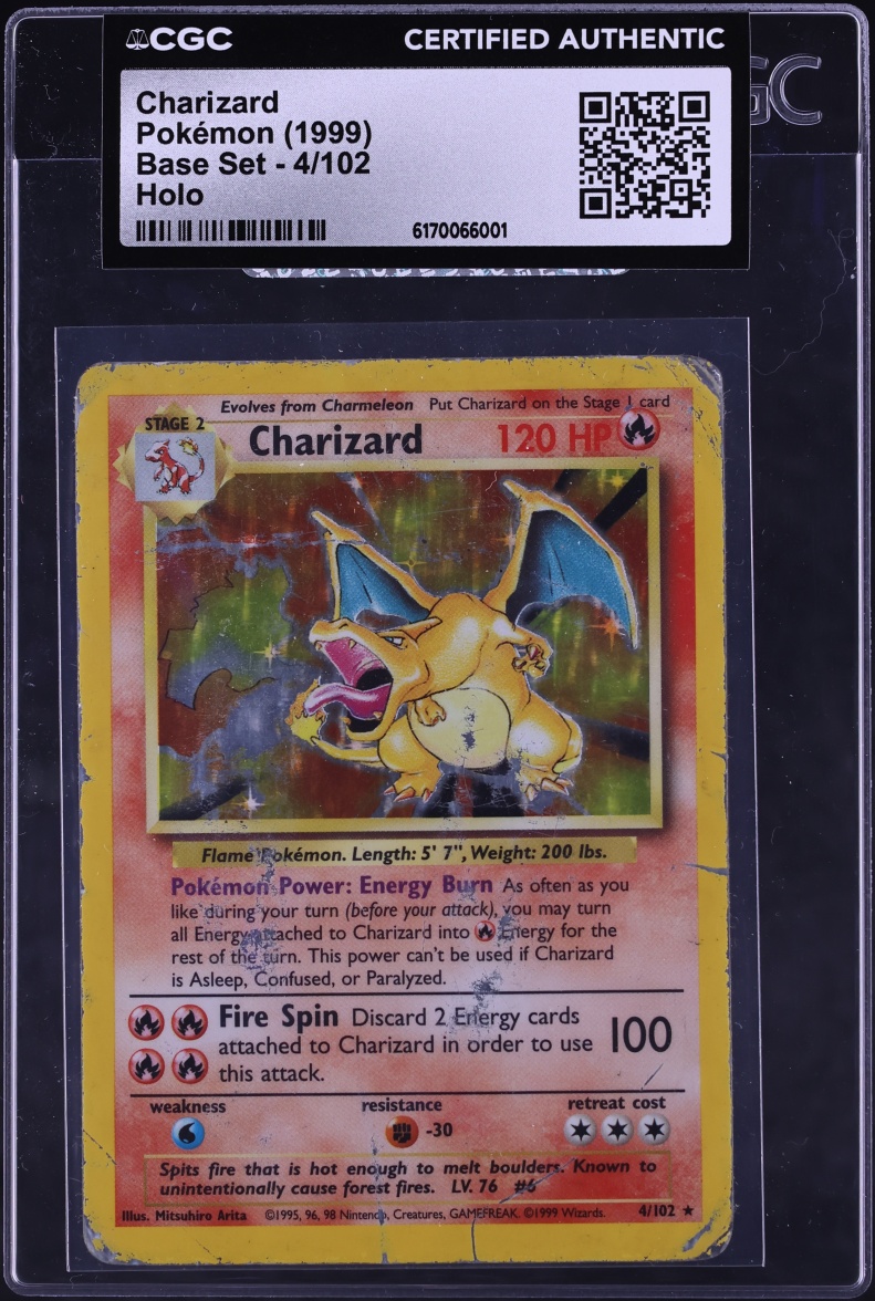 1999 Pokemon Base Set Holo Charizard #4 CGC AUTH