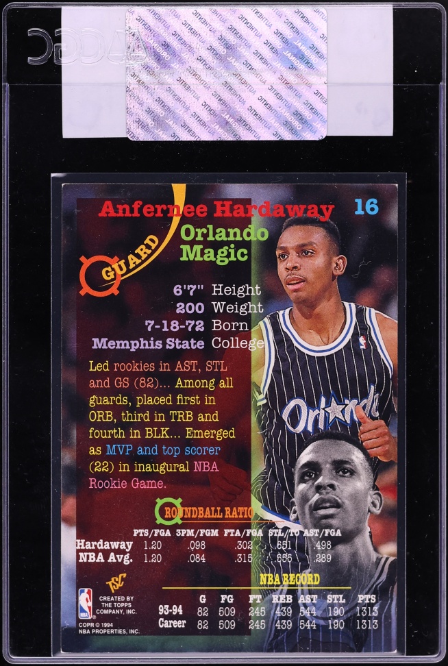 1994 Stadium Club 1st Day Issue Anfernee Hardaway #16 CGC AUTH