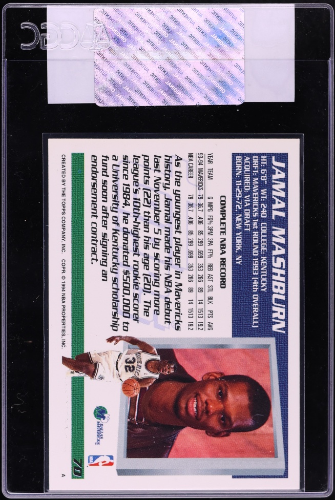 1994 Topps Spectralight Jamal Mashburn #70 CGC AUTH