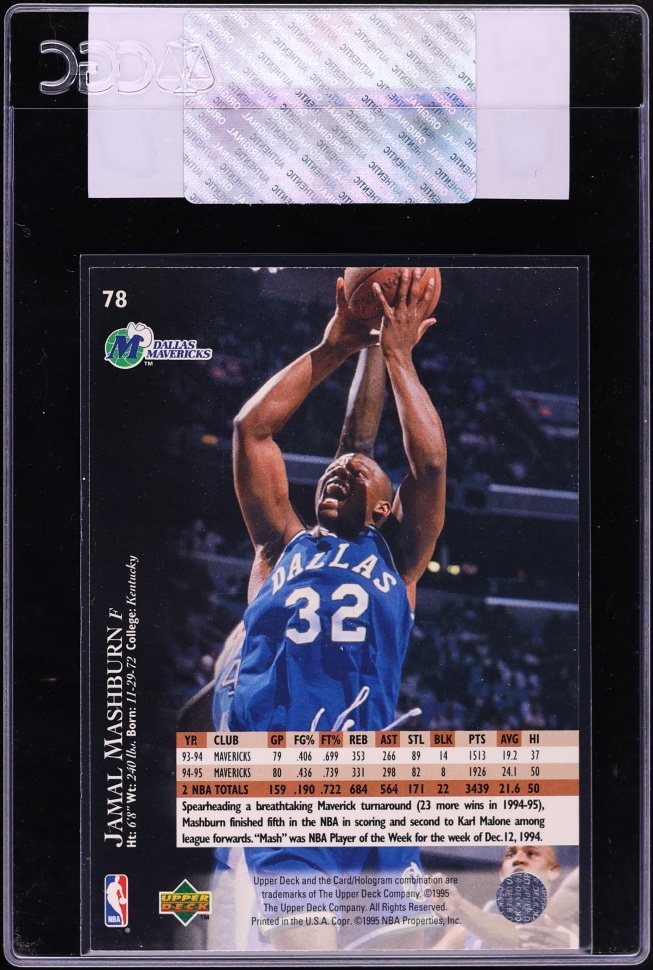 1995 Upper Deck Electric Court Gold Jamal Mashburn #78 CGC AUTH