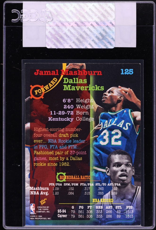 1994 Stadium Club 1st Day Issue Jamal Mashburn #125 CGC AUTH