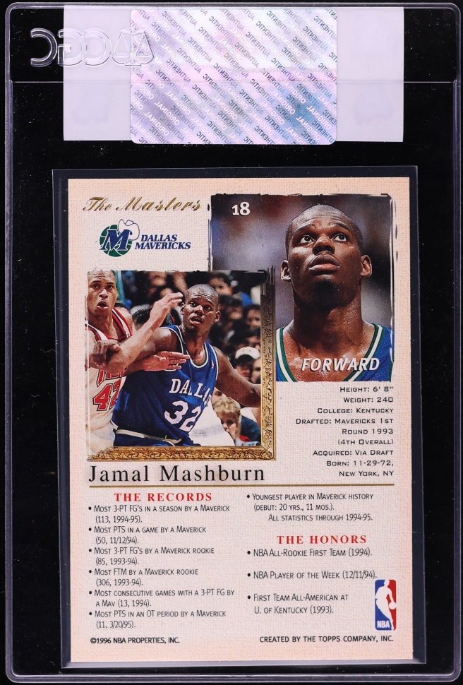 1995 Topps Gallery Players Private Issue Jamal Mashburn #18 CGC AUTH