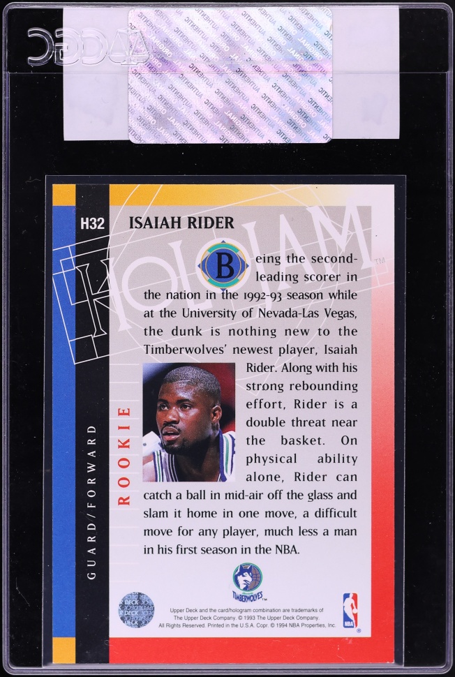 1994 Upper Deck Holojam Isaiah Rider ROOKIE #H32 CGC AUTH