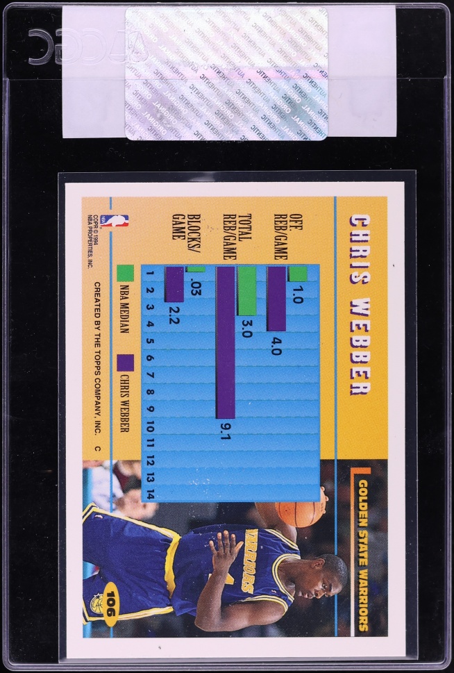1994 Topps Spectralight Chris Webber #106 CGC AUTH