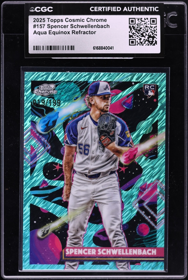 2025 Topps Chrome Cosmic Aqua Equinox Refractor Spencer Schwellenbach ROOKIE /199 #157 CGC AUTH