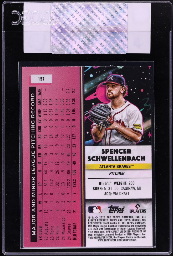 2025 Topps Chrome Cosmic Aqua Equinox Refractor Spencer Schwellenbach ROOKIE /199 #157 CGC AUTH