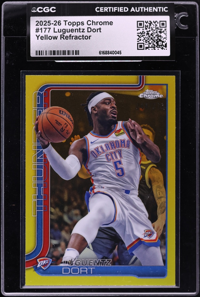 2025 Topps Chrome Yellow Refractor Luguentz Dort #177 CGC AUTH