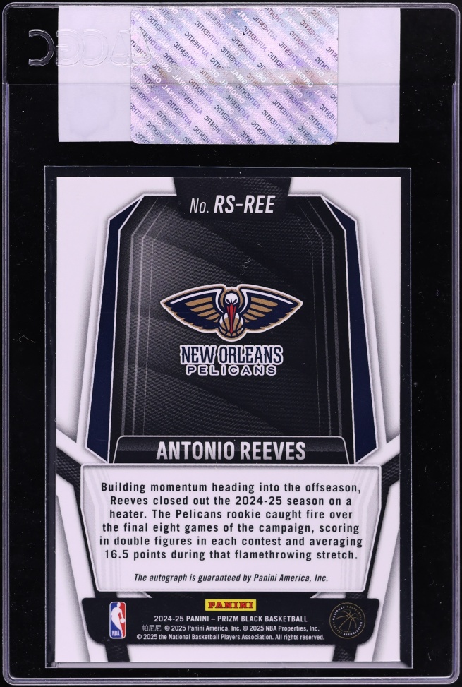 2024 Panini Prizm Black Antonio Reeves ROOKIE AUTO #RS-REE CGC AUTH