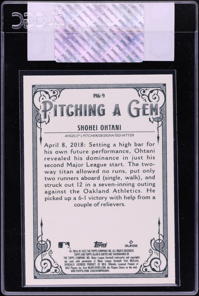 2022 Topps Allen & Ginter Pitching A Gem Shohei Ohtani #PAG-9 CGC AUTH