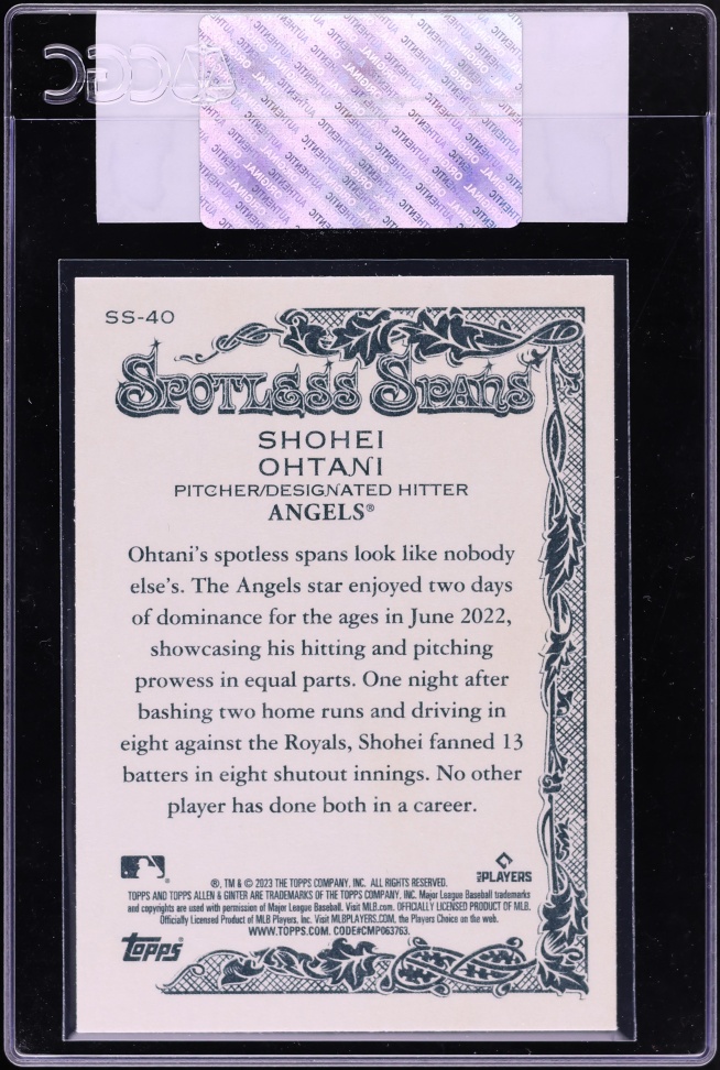 2023 Topps Allen & Ginter Spotless Spans Shohei Ohtani #SS-40 CGC AUTH