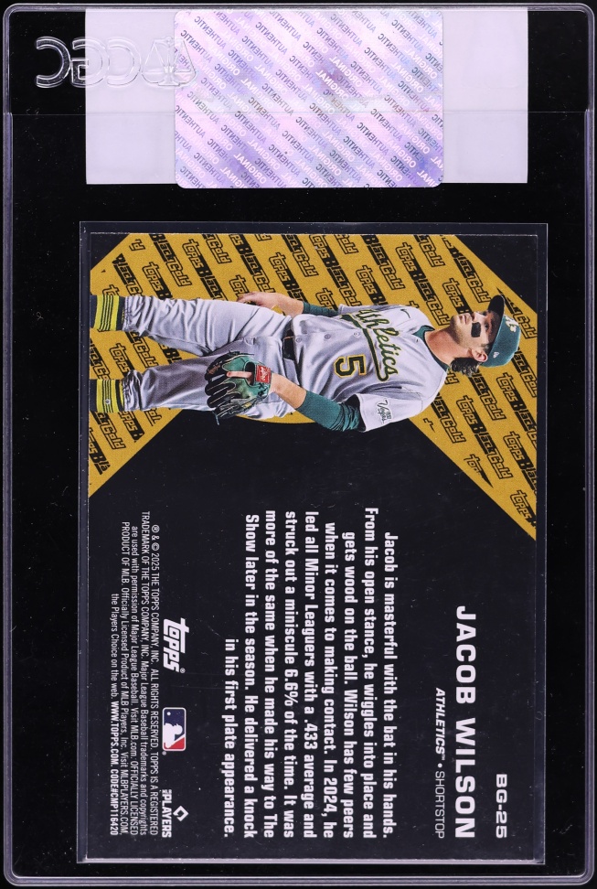 2025 Topps Update Black Gold Jacob Wilson ROOKIE #BG-25 CGC AUTH
