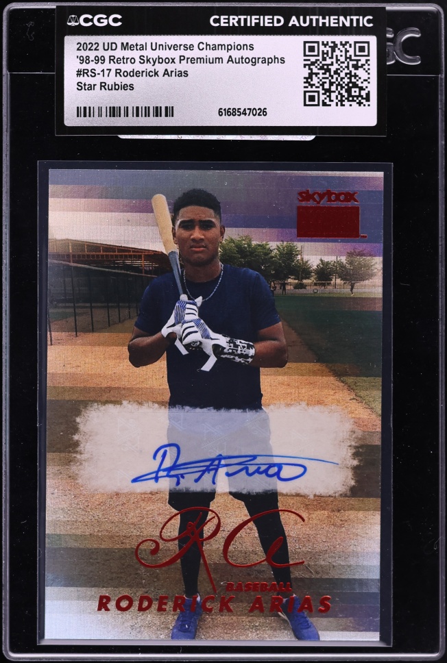 2022 Metal Universe Champions Retro Skybox Premium Star Rubies Roderick Arias AUTO CGC AUTH