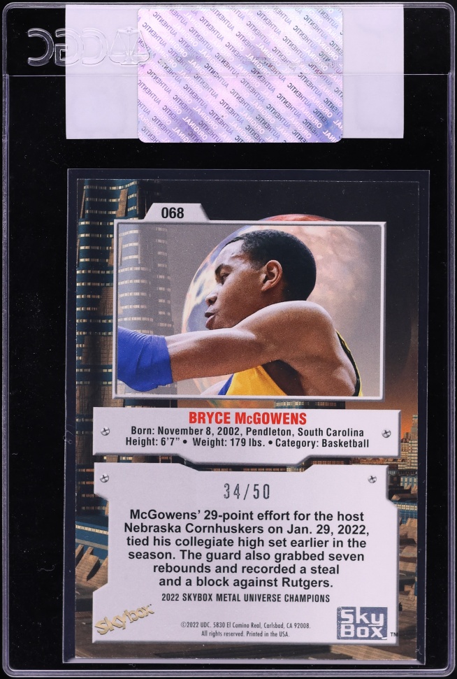 2022 Metal Universe Champions Precious Metal Gems Blue Bryce McGowens ROOKIE /50 #068 CGC AUTH