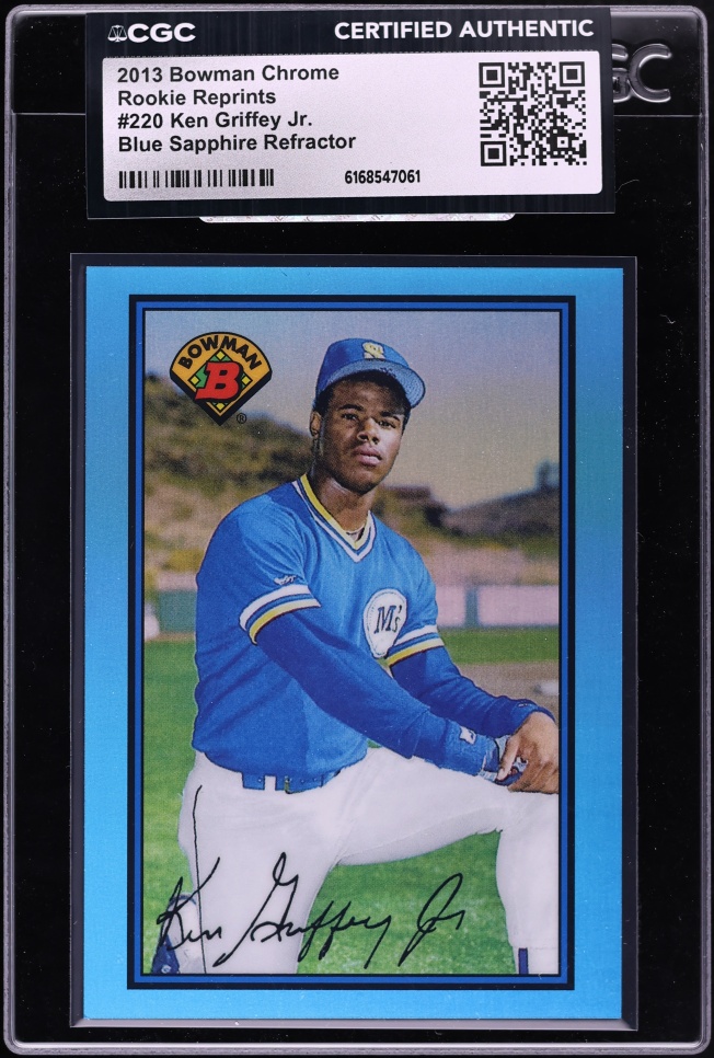2013 Bowman Chrome Rookie Reprints Blue Sapphire Refractor Ken Griffey Jr. #220 CGC AUTH