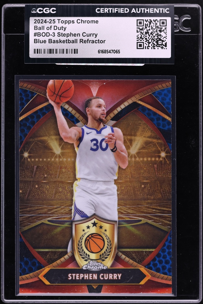 2024 Topps Chrome Ball Of Duty Blue Basketball Refractor Stephen Curry #BOD-3 CGC AUTH