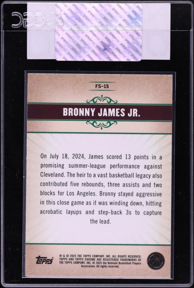2024 Topps Chrome Fresh Start Bronny James Jr. ROOKIE #FS-15 CGC AUTH