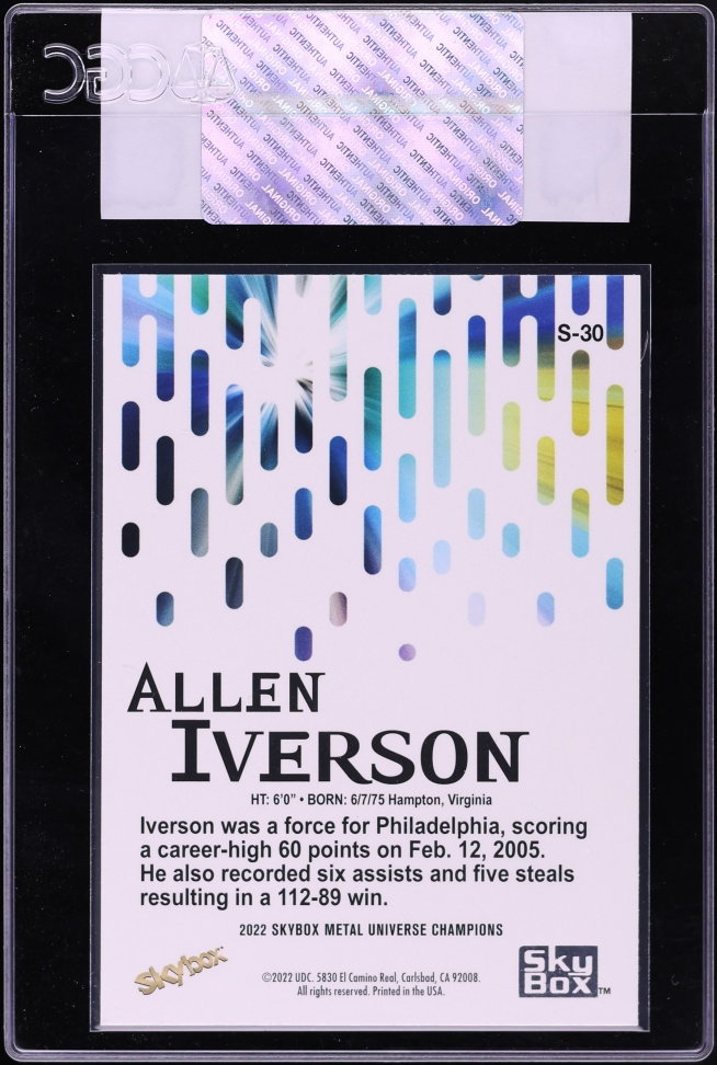 2022 Metal Universe Champions SkyBox Premium Allen Iverson #S-30 CGC AUTH