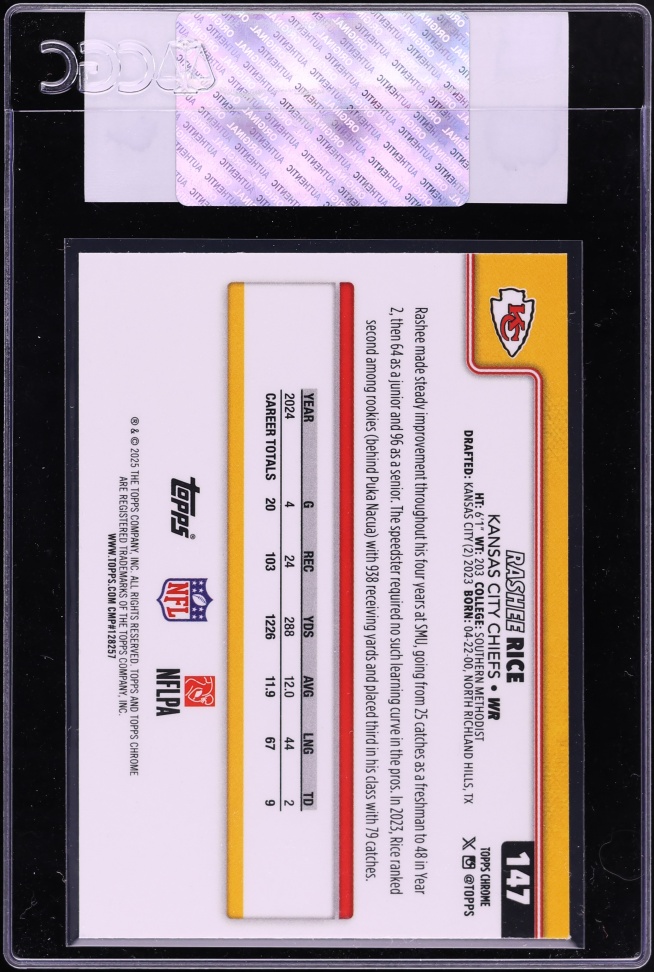 2025 Topps Chrome Rashee Rice #147 CGC AUTH