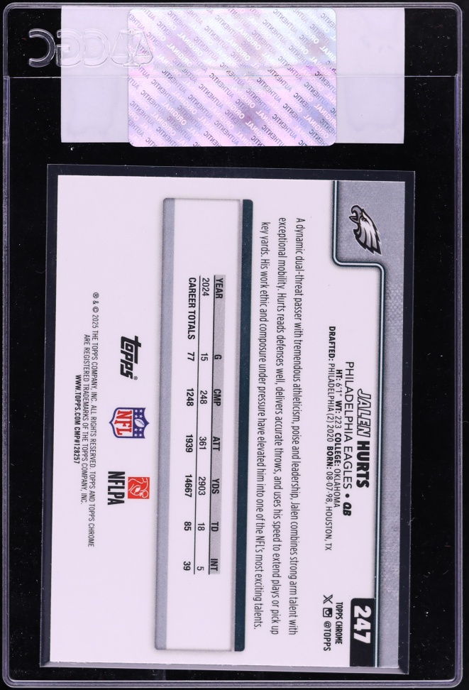 2025 Topps Chrome Jalen Hurts #247 CGC AUTH