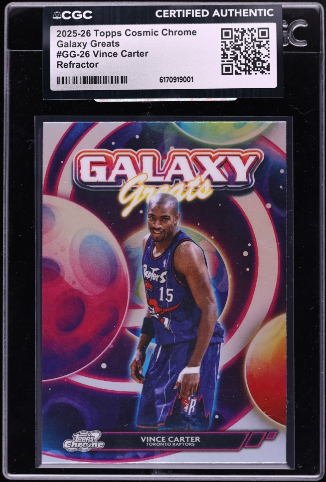 2025 Topps Chrome Cosmic Galaxy Greats Refractor Vince Carter #GG-26 CGC AUTH