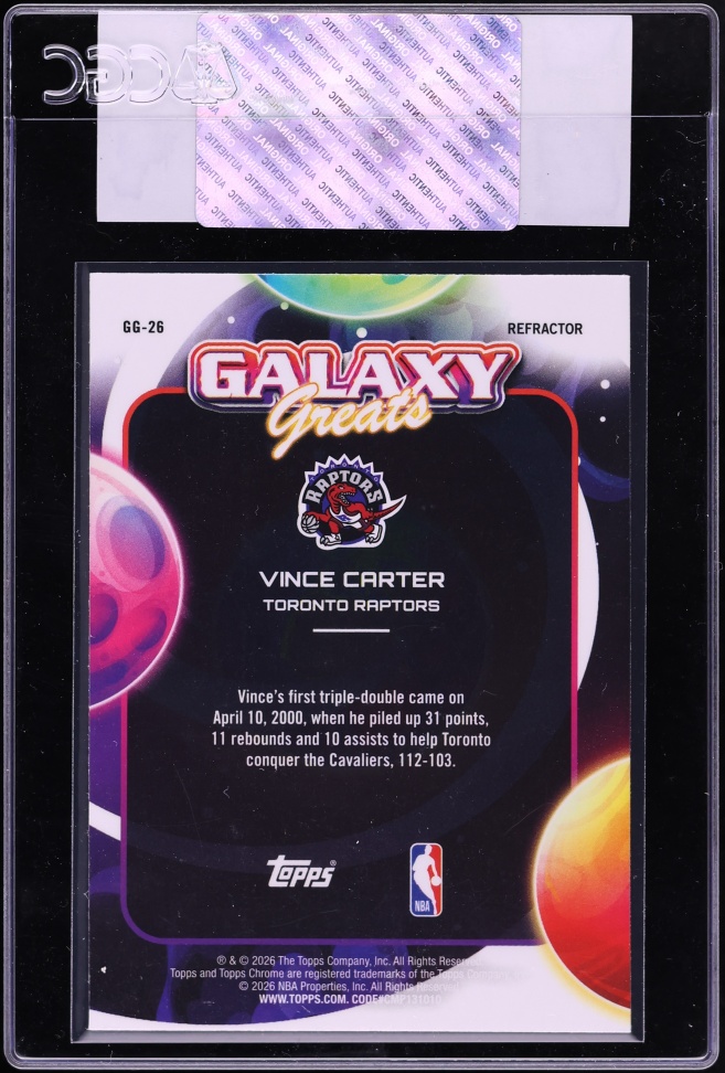 2025 Topps Chrome Cosmic Galaxy Greats Refractor Vince Carter #GG-26 CGC AUTH