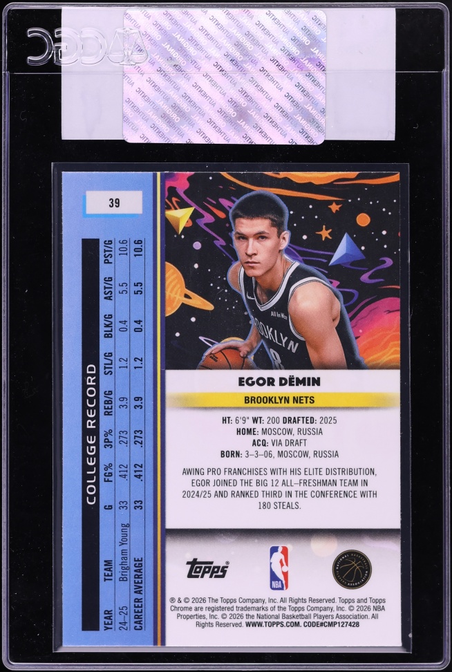 2025 Topps Chrome Cosmic Egor Demin ROOKIE #39 CGC AUTH