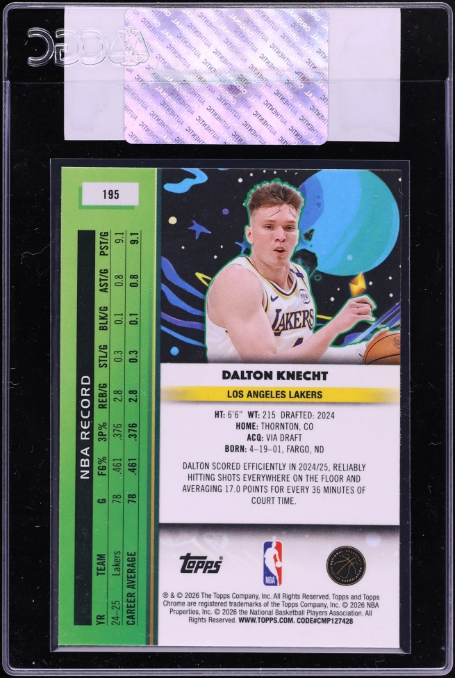 2025 Topps Chrome Cosmic Dalton Knecht #195 CGC AUTH