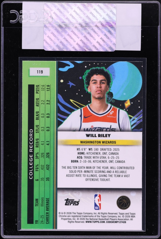2025 Topps Cosmic Chrome Will Riley ROOKIE #119 CGC AUTH