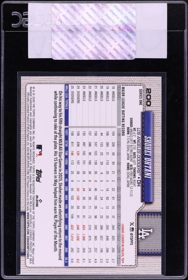 2026 Topps Holo Foil Shohei Ohtani #200 CGC AUTH