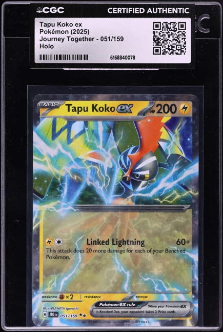 2025 Pokemon Scarlet & Violet Journey Together Holo Tapu Koko ex #051 CGC AUTH
