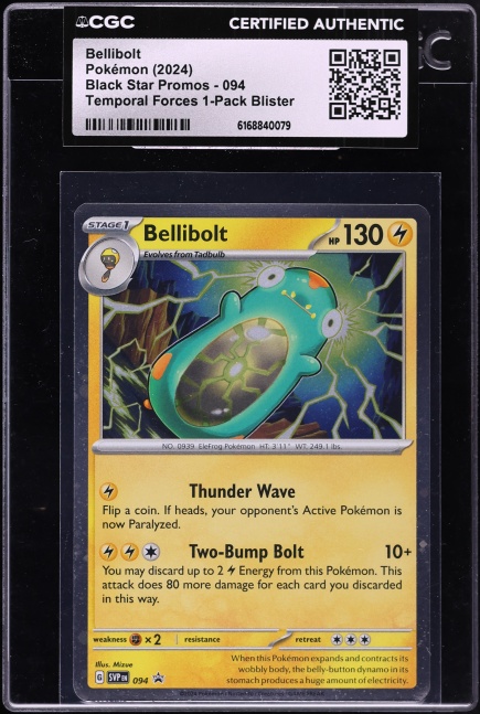2024 Pokemon Scarlet & Violet Promo Temporal Forces Holo Bellibolt #94 CGC AUTH