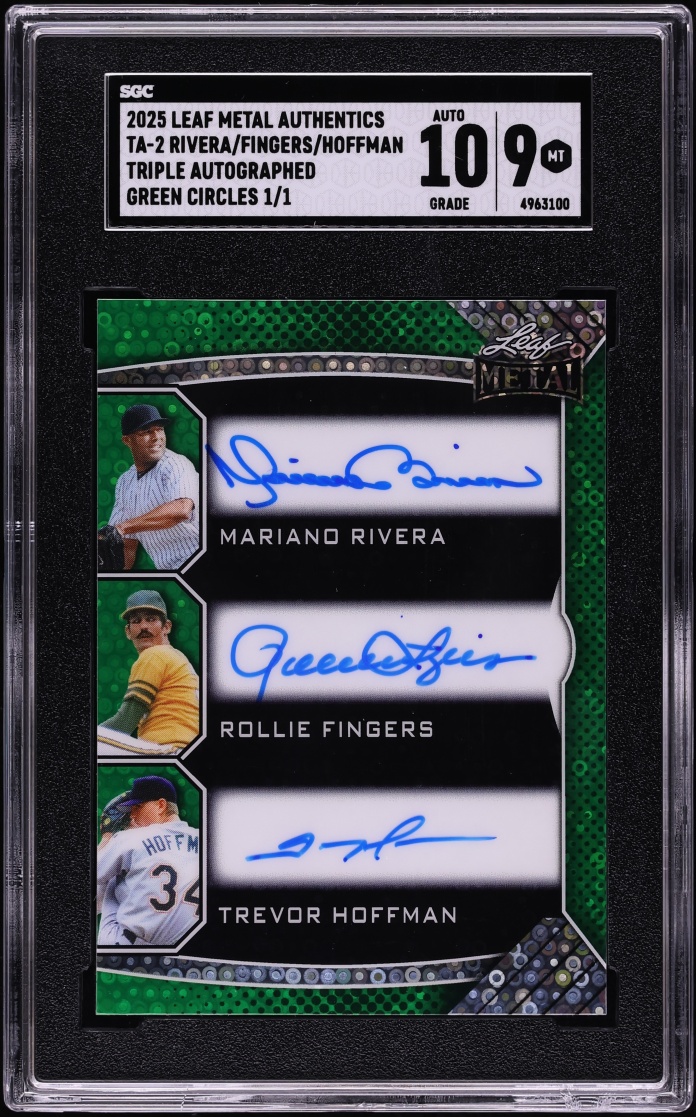 2025 Leaf Metal Authentics Green Circles Rivera Fingers Hoffman AUTO 1/1 #TA-2 SGC 9 MINT