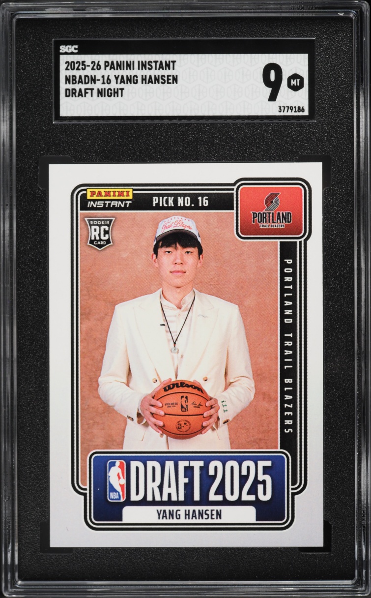 2025 Panini Instant Draft Night Yang Hansen ROOKIE #NBADN-16 SGC 9 MINT