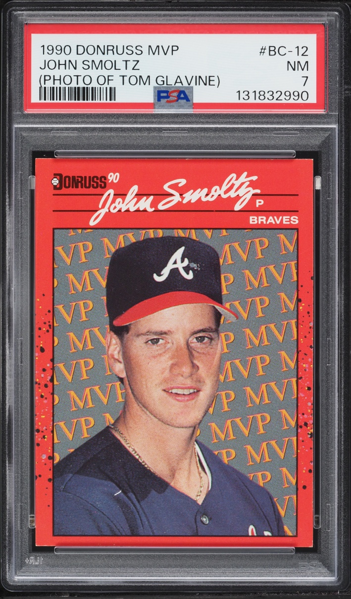 1990 Donruss MVP John Smoltz PHOTO OF TOM GLAVINE #BC-12 PSA 7 NRMT