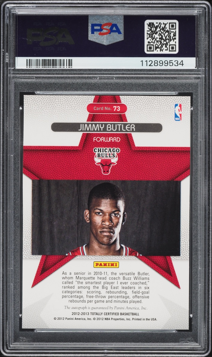 2012 Totally Certified Roll Call Red Jimmy Butler ROOKIE AUTO /199 #73 PSA 9 MINT