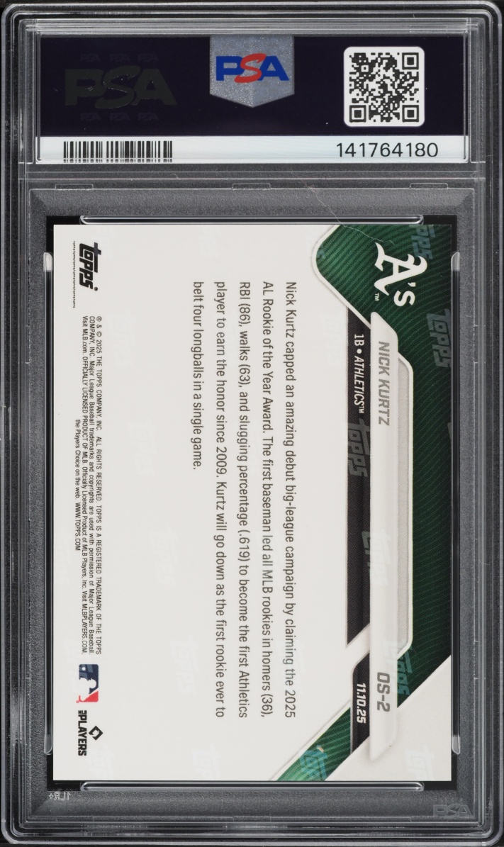 2025 Topps Now Off-Season Nick Kurtz ROOKIE #OS-2 PSA 10 GEM MINT