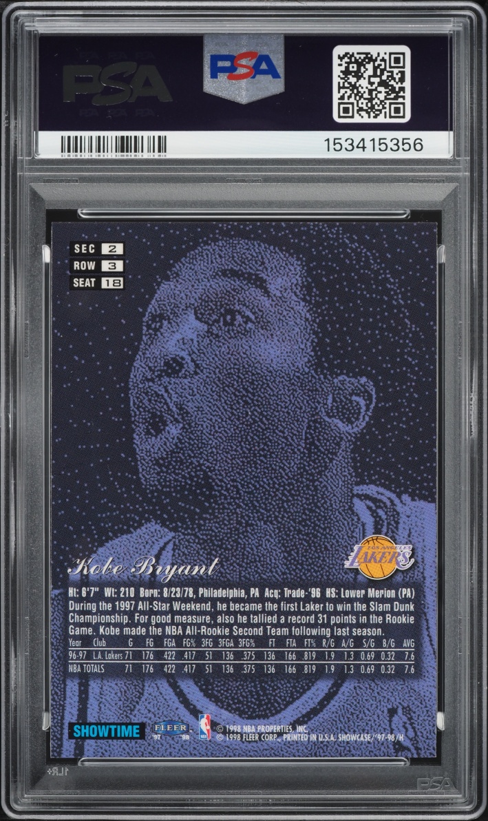1997 Flair Showcase Row 3 Kobe Bryant #18 PSA 7 NRMT