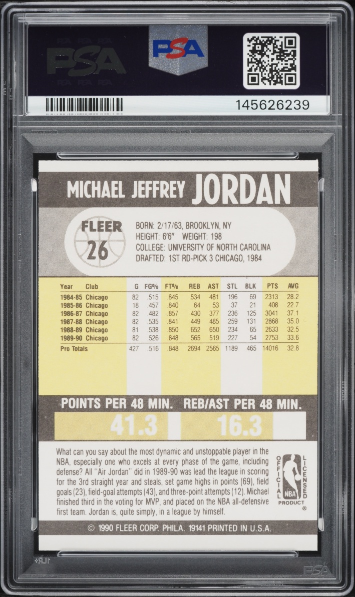 1990 Fleer Basketball Michael Jordan #26 PSA 9 MINT
