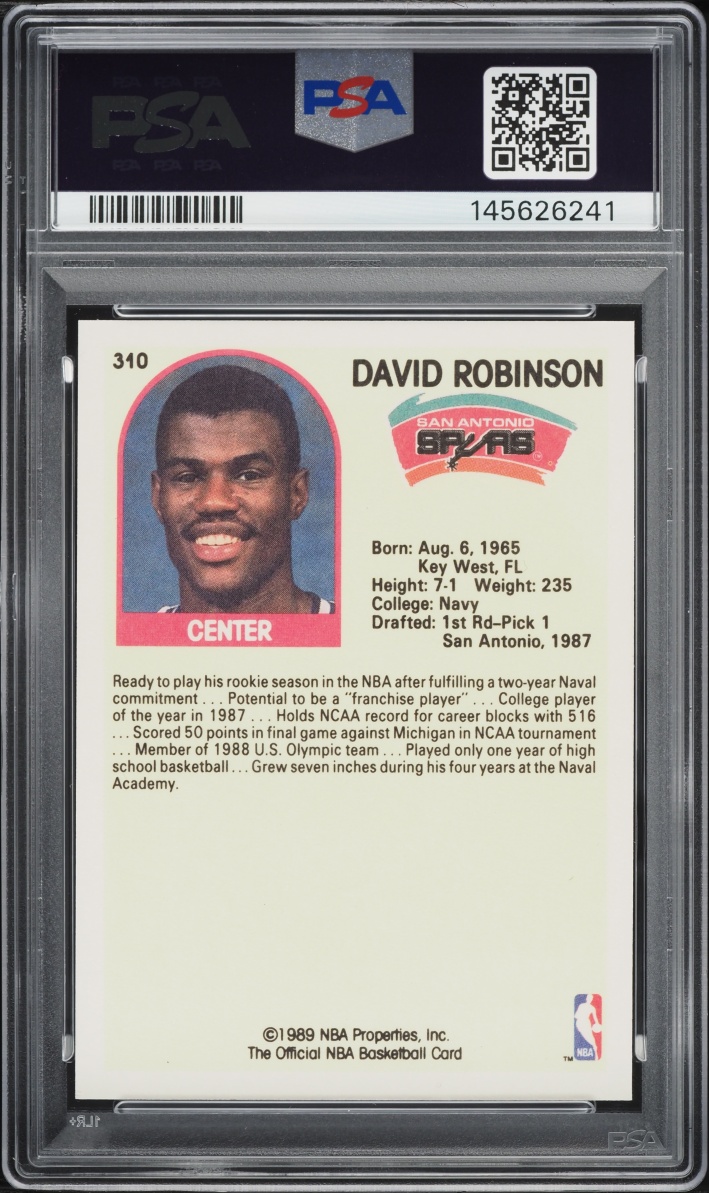1989 Hoops David Robinson ROOKIE #310 PSA 9 MINT