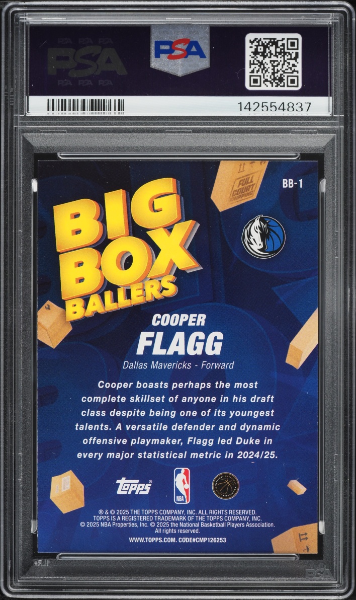 2025 Topps Big Box Ballers Cooper Flagg ROOKIE #BB-1 PSA 10 GEM MINT