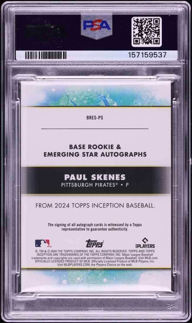 2024 Topps Inception Orange Paul Skenes ROOKIE AUTO /25 #BRES-PS PSA 8 NM-MT