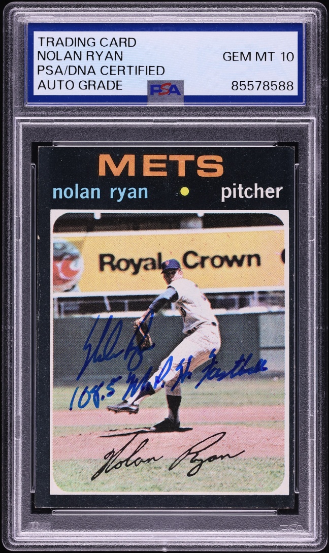 Nolan Ryan Signed Autographed Trading Card AUTO PSA/DNA 10